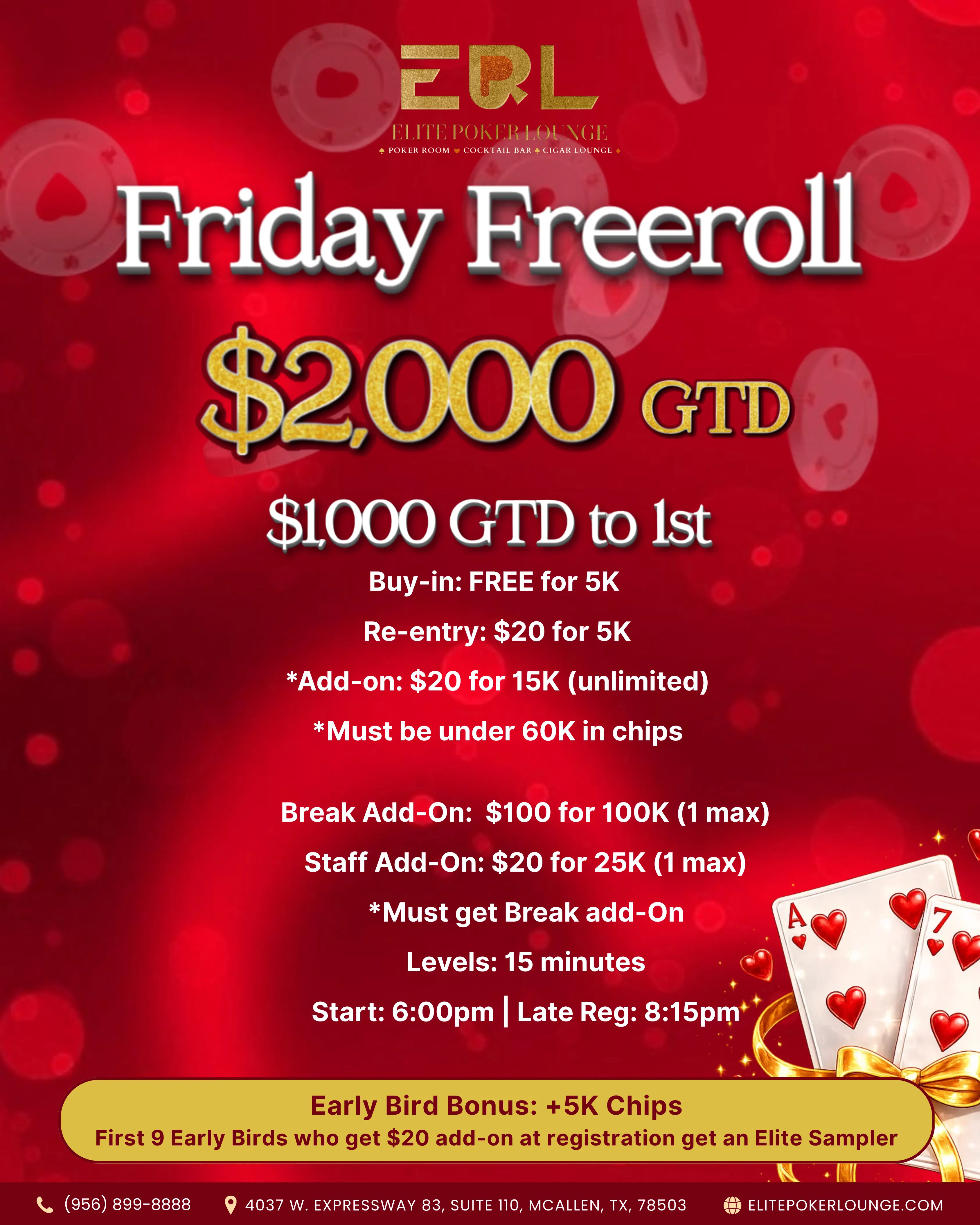 Freeroll Friday 2K GTD: 1K to 1st
